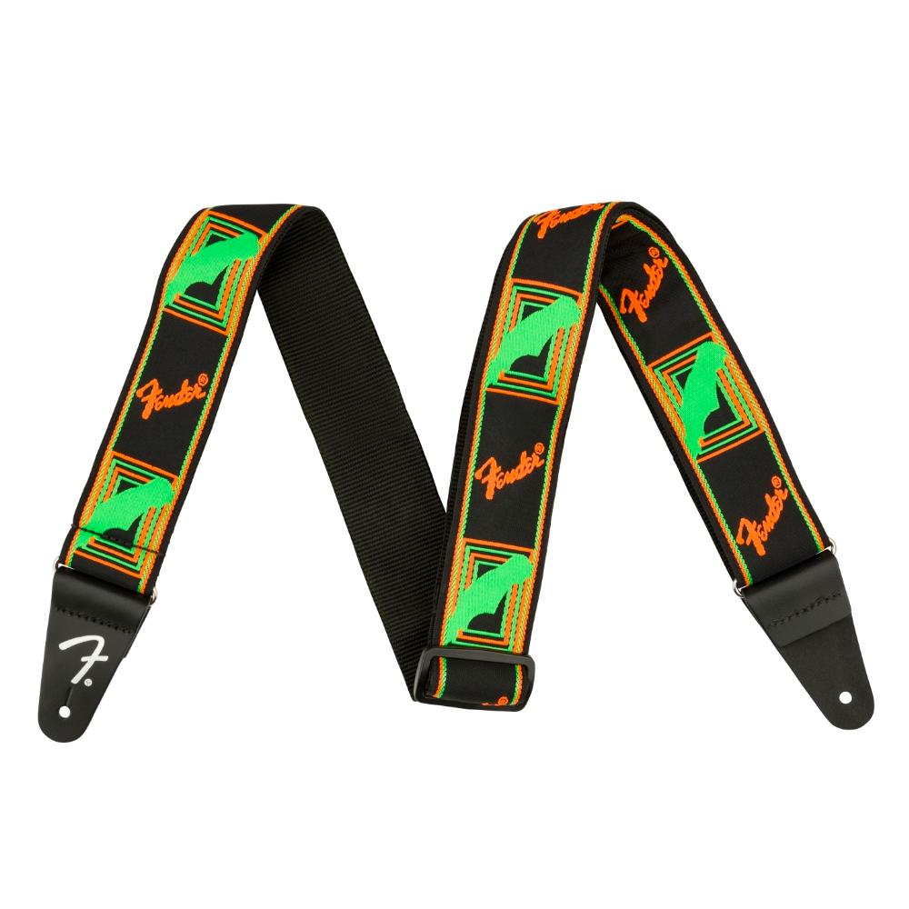 Neon Monogrammed Guitar Strap - Green/Orange Guitar strap Fender